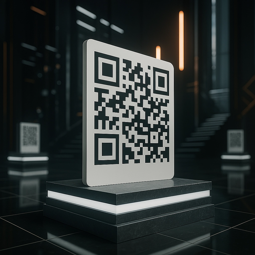 Código QR escaneable que dirige a una página web de negocio local
