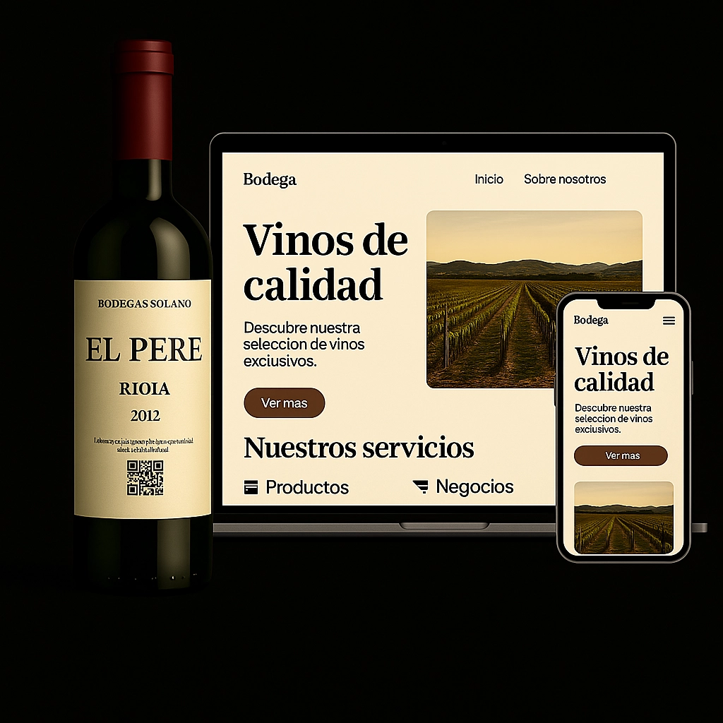 Página web con código QR para productos como botellas, tarros o envases