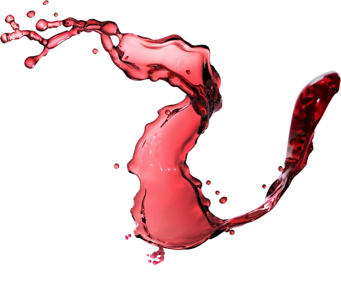 Ilustración artística de vino tinto salpicando en forma de copa